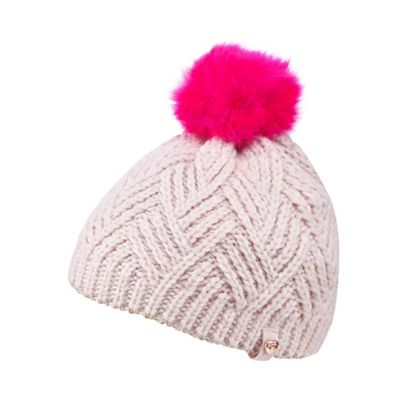 Baker by Ted Baker Girl's pink metallic trim bobble hat